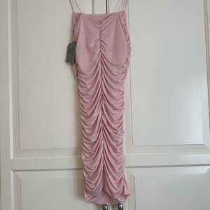 Elegant Pink Ruched Dress